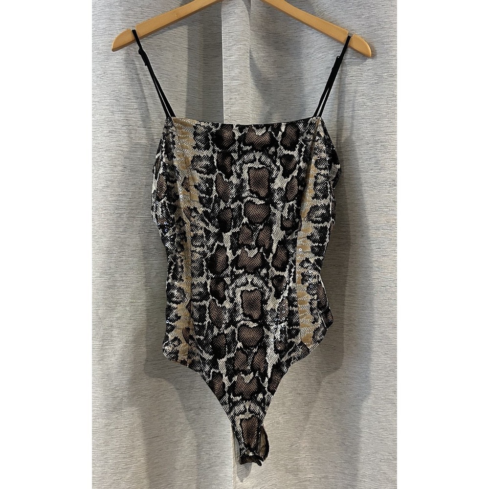 Charlotte Russe Snakeskin Bodysuitโ Sequined Size Medium
